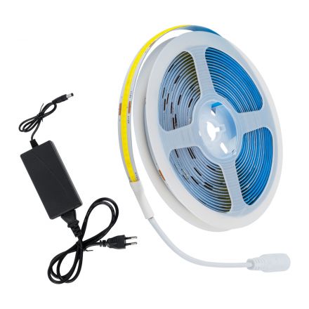 Σετ Ταινία COB LED 5m 48W/5m 308LED/m 816lm/m 120° 12V IP20 με Τροφοδοτικό - 4500K