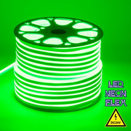 OVALE 120° Degree Neon Flex Epistar LED 12W/m DC 24V 120LED/m 600lm/m - IP65 1m Πράσινο Dimmable