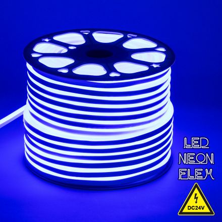 OVALE 120° Degree Neon Flex Epistar LED 12W/m DC 24V 120LED/m 600lm/m - IP65 1m Μπλε Dimmable