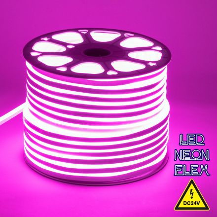 NEOVALE 120° Degree Neon Flex LED 12W/m 24V 120LED/m 600 lm/m 120° IP65 1m Ροζ Dimmable