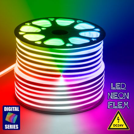 OVALE 120° Digital Pixel Addressable Neon Flex LED 18W/m DC 24V 60LED/m 900lm/m - IP65 1m RGB Dimmable