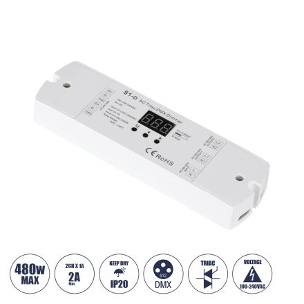 SKYDANCE AC Triac DMX Dimmer 2 Καναλιών AC 100-240V 2 x 1A 240W - Max 2A 480W - IP20