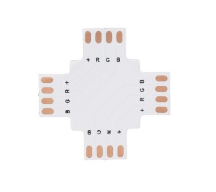 70709 Connector + Σταυρός για RGB Ταινίες LED 7.2 & 14.4 Watt - Μ3 x Π3 x Υ0.1cm