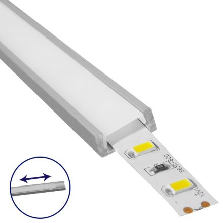 SURFACE-PROFILE Προφίλ Αλουμινίου Ταινίας LED με Λευκό Γαλακτερό Κάλυμμα - Ασημί - 1 Μέτρο 