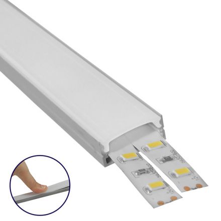 SURFACE-PROFILE Προφίλ Αλουμινίου Ταινίας LED με Λευκό Γαλακτερό Κάλυμμα - Ασημί - 2 Μέτρα - Πακέτο 5 Τεμαχίων 