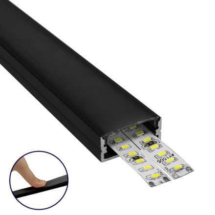 SURFACE-PROFILE Προφίλ Αλουμινίου Ταινίας LED με Μαύρο Φιμέ Κάλυμμα - Μαύρο - 1 Μέτρο 