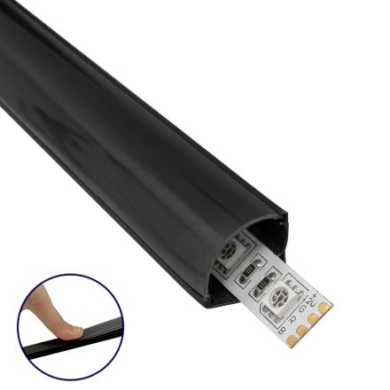 CORNER-PROFILE Γωνιακό Προφίλ Αλουμινίου Ταινίας LED με Μαύρο Φιμέ Κάλυμμα - Μαύρο - 3 Μέτρα - Πακέτο 5 Τεμαχίων 