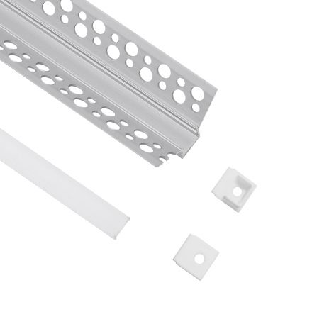 GloboStar® 70836-3M Χωνευτό Γωνιακό για Γυψοσανίδα - Trimless Προφίλ Αλουμινίου Ανοδιωμένο με Λευκό Οπάλ Κάλυμμα για 1 Σειρά Ταινίας LED Πατητό - Press On Πακέτο 5 Τεμάχια των 3 Μέτρων