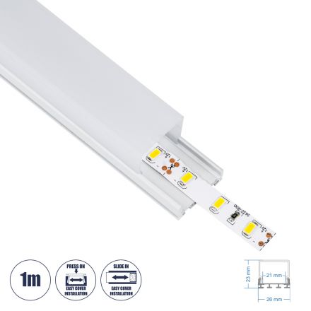 SURFACEPENDANT-PROFILE Προφίλ Αλουμινίου - Βάση & Ψύκτρα Ταινίας LED με Λευκό Γαλακτερό Κάλυμμα - Λευκό - 1 Μέτρο - Μ100 x Π2.6 x Υ2.3cm