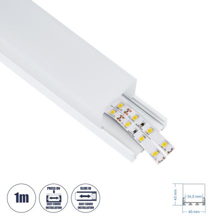 SURFACEPENDANT-PROFILE Προφίλ Αλουμινίου - Βάση & Ψύκτρα Ταινίας LED με Λευκό Γαλακτερό Κάλυμμα - Λευκό - 1 Μέτρο - Μ100 x Π4.5 x Υ4.2cm
