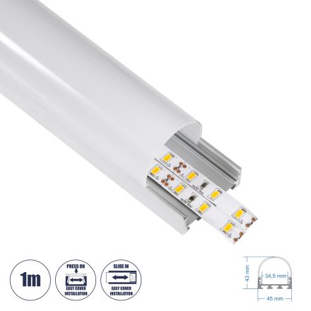 SURFACEPENDANT-PROFILE Προφίλ Αλουμινίου - Βάση & Ψύκτρα Ταινίας LED με Λευκό Γαλακτερό Κάλυμμα - Ασημί - 1 Μέτρα - Μ100 x Π4.5 x Υ4.2cm