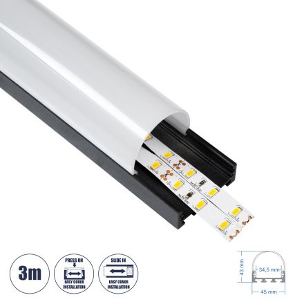 SURFACEPENDANT-PROFILE Προφίλ Αλουμινίου - Βάση & Ψύκτρα Ταινίας LED - Μαύρο - 3 Μέτρα - Μ300 x Π4.5 x Υ4.2cm