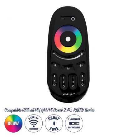 FUT096-B Mi-Light Ασύρματο Χειριστήριο Αφής RF 2.4Ghz 4 Group για όλα τα RGBW Mi-BOXER Controller DC 3V 2 x AAA - IP20 Μαύρο 