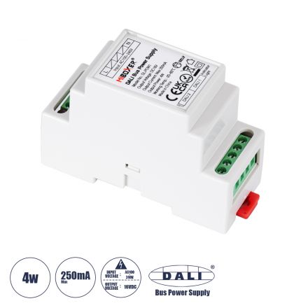DL-POW1 Mi-BOXER DC DALI BUS Power Supply Τροφοδοτικό SELV AC 100-240V σε DC 16V 2 Καναλιών DC 16V 2 x 125mA 2W - Max 250mA 4W - IP20 - Din Rail Ράγας 