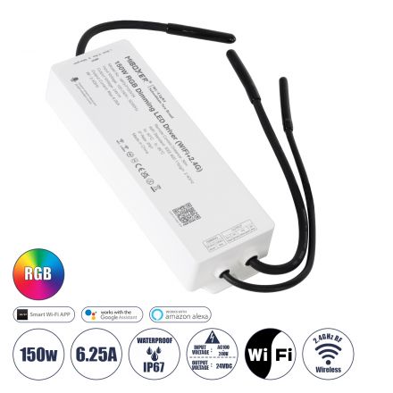WP3-P150V24 Mi-BOXER DC Smart Wifi & RF 2.4Ghz Power Supply Τροφοδοτικό SELV & Controller / Dimmer All in One 3 Καναλιών AC100-240V σε DC 24V 3 x 2.1A 50W - Max 6.25A 150W - IP67 - RGB