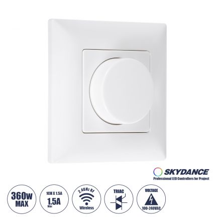 KS SKYDANCE AC Smart RF 2.4Ghz & Ροοστάτη Triac Dimming AC100-240V σε AC100-240V 1 x 1.5A 360W - Max 1.5A 360W - IP20 - Λευκό 