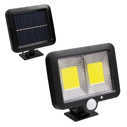 Ηλιακός Προβολέας LED 108 2 x COB 25W 1400lm Μπαταρία 2400mAh - Αισθητήρα Ημέρας-Νύχτας και Κίνησης - IP65 - 6000K