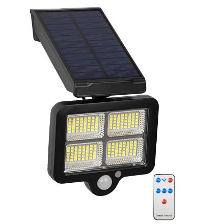 Αυτόνομος Ηλιακός Προβολέας LED SMD 20W 1500lm - Μπαταρία 2400mAh - Αισθητήρα Ημέρας-Νύχτας - PIR Αισθητήρα Κίνησης - Ασύρματο Χειριστήριο IR - IP65 - 6000K