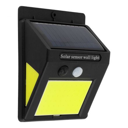 Ηλιακό Φωτιστικό LED COB 12W 1200lm Μπαταρία 1200mAh - Αισθητήρα Ημέρας-Νύχτας και PIR Αισθητήρα Κίνησης -IP65 - 6000K