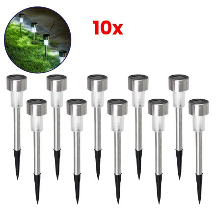 ΣΕΤ 10 Τεμαχίων Ηλιακά Φωτιστικά LED SMD 1W 100lm με Ενσωματωμένη Μπαταρία 600mAh -Αισθητήρα Ημέρας-Νύχτας - IP65 - 6000K