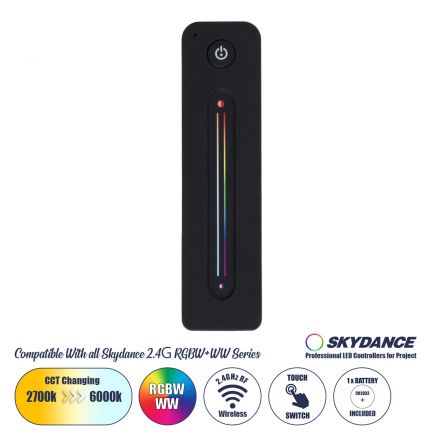 R10 SKYDANCE Ασύρματο Χειριστήριο Αφής RF 2.4Ghz 1 Group για όλα τα RGBW+WW+CCT SKYDANCE Controller DC 3V 1 x CR2032 - IP20 Μαύρο 