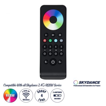 RS4 SKYDANCE Ασύρματο Χειριστήριο Αφής RF 2.4Ghz 4 Group για όλα τα RGB/RGBW SKYDANCE Controller DC 3V 2 x AAA - IP20 Μαύρο 