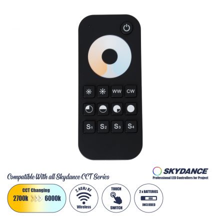 SKYDANCE Ασύρματο Χειριστήριο Αφής RF 2.4Ghz 1 Group για όλα τα CCT SKYDANCE Controller DC 3V 2 x AAA - IP20 Μαύρο 
