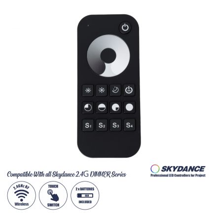 SKYDANCE Ασύρματο Χειριστήριο Αφής RF 2.4Ghz 1 Group για όλα τα Μονόχρωμα SKYDANCE Controller DC 3V 2 x AAA - IP20 Mαύρο 