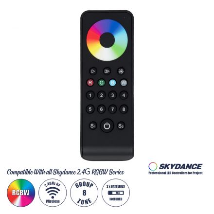 RS8 SKYDANCE Ασύρματο Χειριστήριο Αφής RF 2.4Ghz 8 Group για όλα τα RGB/RGBW SKYDANCE Controller DC 3V 2 x AAA - IP20 Μαύρο