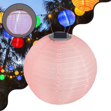 Ηλιακό Φωτιστικό Υφασμάτινη Ροζ Μπάλα Φ30cm LED SMD 1W 100lm Μπαταρία 1200mAh - Αισθητήρα Ημέρας-Νύχτας - IP65 - 6000K