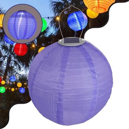 Ηλιακό Φωτιστικό Υφασμάτινη Μωβ Μπάλα Φ30cm LED SMD 1W 100lm Μπαταρία 1200mAh - Αισθητήρα Ημέρας-Νύχτας - IP65 - 6000K