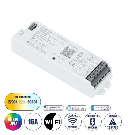 Ασύρματος WiFi LED RGBW+WW+CCT Controller IOS/Android 5in1 Bluetooth 2.4Ghz DC 12-24V Max 360W