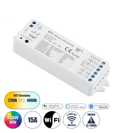 WT5 SKYDANCE DC WiFi & RF 2.4Ghz Dimmer High Speed Controller 5 Καναλιών DC 12-24V 5 x 3A 72W - Max 15A 360W - IP20 