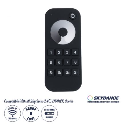 RT8 SKYDANCE Ασύρματο Χειριστήριο Αφής RF 2.4Ghz 8 Group για όλα τα Μονόχρωμα SKYDANCE Controller DC 3V 2 x AAA