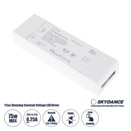 TE-75-12 SKYDANCE AC Triac Dimmer Push Dimming 1 Κανάλι - 1 x 6.25A 75W - Max 6.25A 75W - IP20 