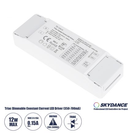 TE-12A-H SKYDANCE AC Triac Dimmable Constant Current LED Driver 1 Κανάλι - 1 x 0.15A 12W - Max 0.15A 12W - IP20 