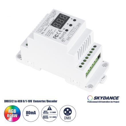 DL SKYDANCE DC DMX512 Signal Amplifier Din Rail Ράγας 2 Καναλιών DC 12-48V - IP20 