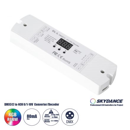 DL-L SKYDANCE AC DMX512 to 0/1-10V Converter / Decoder 4 Καναλιών - 2 Inputs DC 12-24V ή AC 100-240V