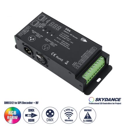 DSA SKYDANCE DC RF 2.4Ghz DMX512 to SPI Decoder DC 5-24V - IP20