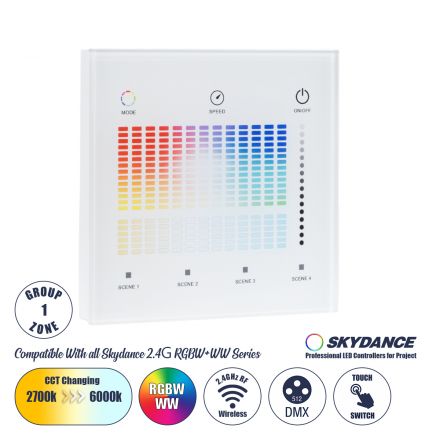 T15-S SKYDANCE Ασύρματο DMX512 Επιτοίχιο Χειριστήριο RF 2.4Ghz 1 Group για όλα τα SKYDANCE DMX512 Controller - Max 0.1A - IP20 