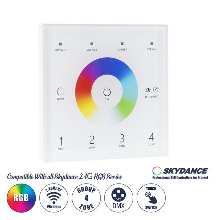 T13 SKYDANCE Ασύρματο DMX512 Επιτοίχιο Χειριστήριο RF 2.4Ghz 4 Group για όλα τα SKYDANCE DMX512 Controller - Max 0.1A 
