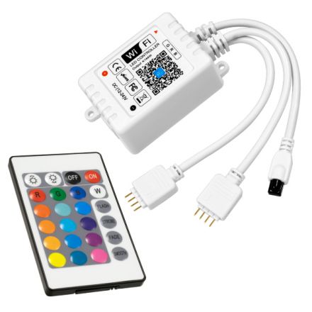]Ασύρματος Smart Home Wi-Fi LED RGB Controller με 2 Εξόδους RGB και Χειριστήριο IR DC 12V Max 100W - DC 24V Max 200W
