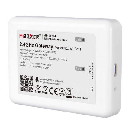 Mi-BOXER Smart Bridge Gateway RF 2.4GHz to WiFi IEEE 802.11b/g/n DC 5V 500mA - IP20 