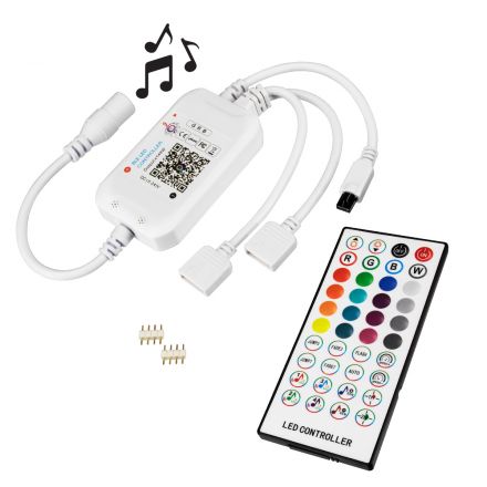 Ασύρματος Bluetooth LED RGB & Music Controller Sound Activated με Χειριστήριο IR & 2 Εξόδους RGB DC 5-24V Max 144W