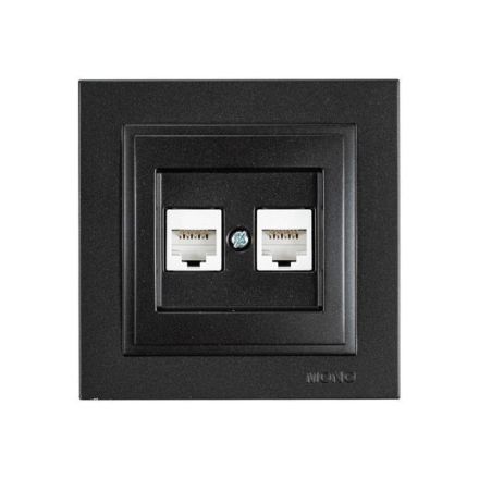 Πρίζα Data CAT 6 RJ 45 ΔΙΠΛΗ Μαύρο MONO