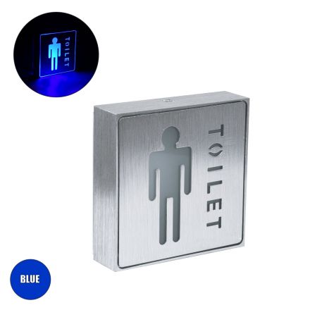 Φωτιστικό Τοίχου Ένδειξης ΤOILET MAN LED 1W - IP20 - Σώμα Αλουμινίου - Μ11 x Π11 x Υ3cm - Μπλε
