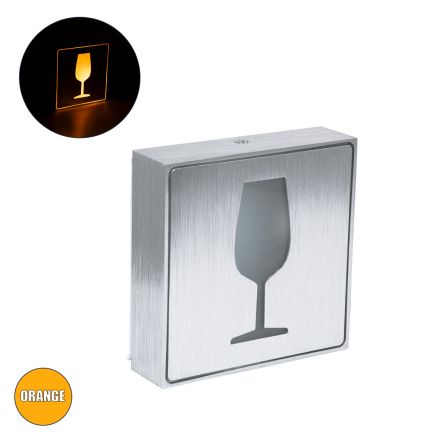 Φωτιστικό Τοίχου Ένδειξης GLASS OF WINE LED 1W IP20 - Σώμα Αλουμινίου - Μ11 x Π11 x Υ3cm - Πορτοκαλί