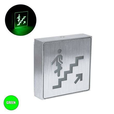 Φωτιστικό Τοίχου Ένδειξης STAIRS UP ARROW LED 1W - IP20 - Σώμα Αλουμινίου - Μ11 x Π11 x Υ3cm - Πράσινο