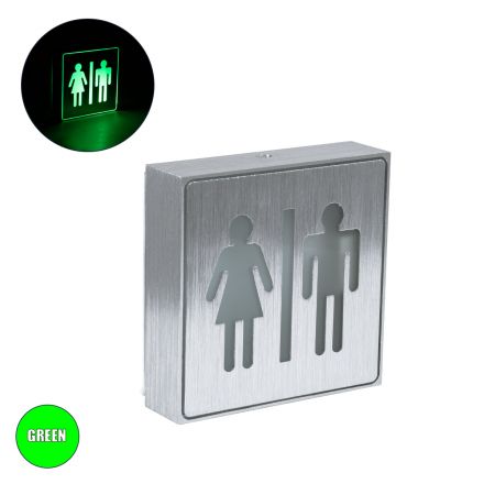 Φωτιστικό Τοίχου Ένδειξης WC MAN & WOMAN LED 1W - IP20 - Σώμα Αλουμινίου - Μ11 x Π11 x Υ3cm - Πράσινο