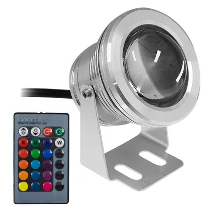 Προβολάκι Κήπου Δαπέδου SMD 5050 LED 10W 500lm 35° 12V με Ασύρματο Χειριστήριο 2.4Ghz - IP67 - RGB Dimmable